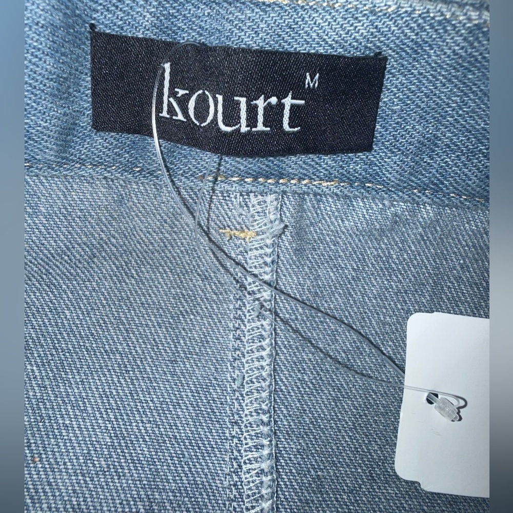 Kourt Pat Front Split Denim Midi Skirt Medium High Rise Raw Hem NWT - Picture 12 of 12
